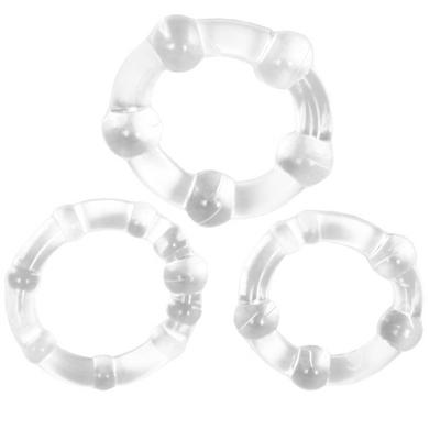 Stay Hard Beaded Cockrings 3 Piece Set - Clear