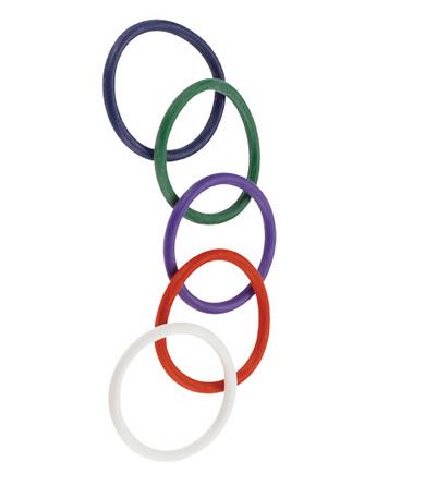Rainbow Rubber Cock Ring 5 Pack - 2 Inch