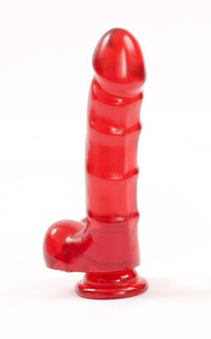 Jelly Jewels - Cock And Balls With Suction Cup - Ruby