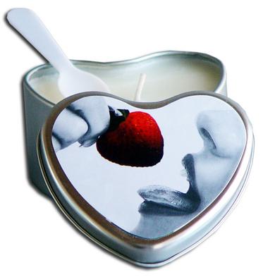 Strawberry Edible Massage Oil Heart Candle - 4 oz.
