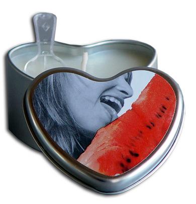 Watermelon Edible Massage Oil Heart Candle - 4 oz.