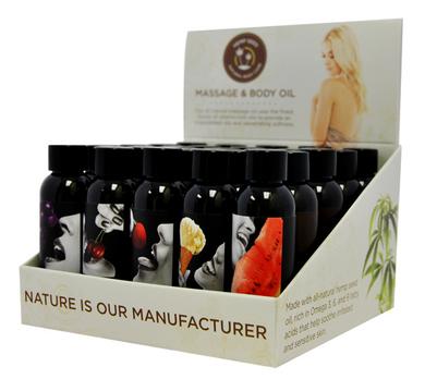 Edible Massage Oil Assorted - 2 Oz. 25 Count Display