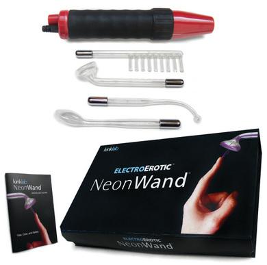 Neon Wand Electrosex Kit -  Red and Black Handle Red Electrode