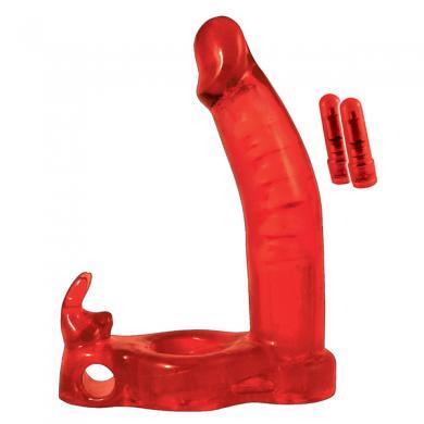 Double Penetrator Cockring - Red