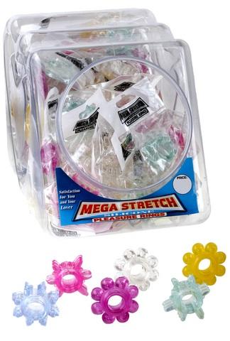 Mega Stretch Ring Clear Colors Display - Bowl of 72