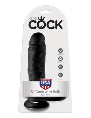 King Cock 8-inch Cock with  Balls - Black