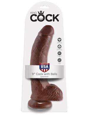 King Cock 9-inch Cock with  Balls - Brown