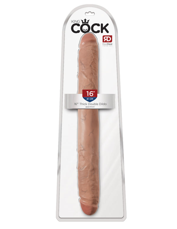 King Cock  16" Thick Double Dildo - Tan