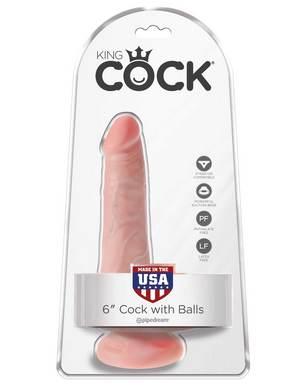 King Cock 6" Cock with Balls - Light