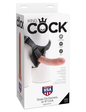 King Cock Strap-on Harness with 8 Inch Cock - Flesh
