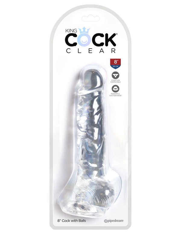 King Cock Clear 8" Cock With Balls