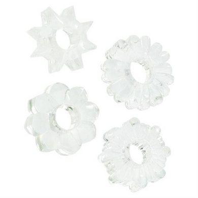 Basic Essentials Cockrings 4 Pack - Clear