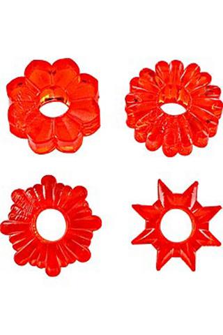 Basic Essentials Cockrings 4 Pack - Red