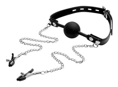 Silicone Ball Gag W-nipple Clamps